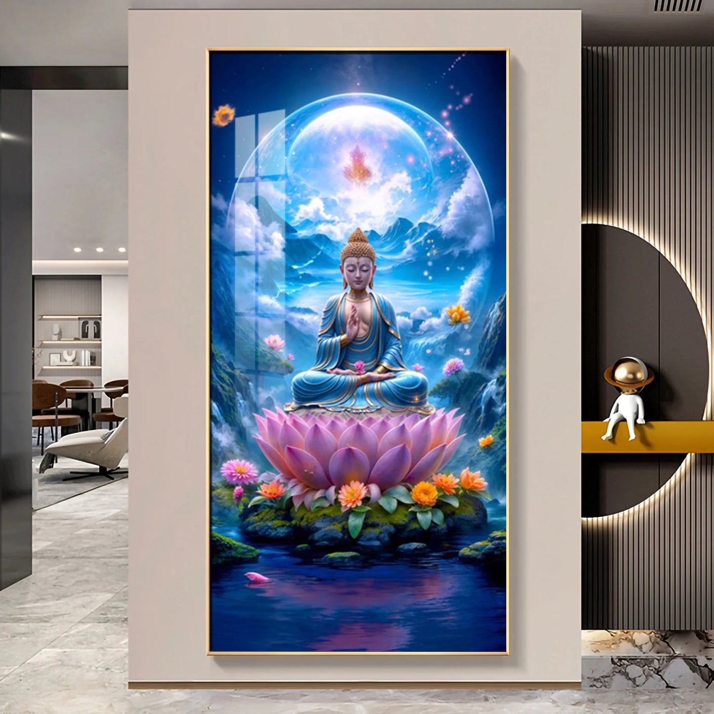 The Buddha's Lotus Premium Acrylic Vertical Wall Art