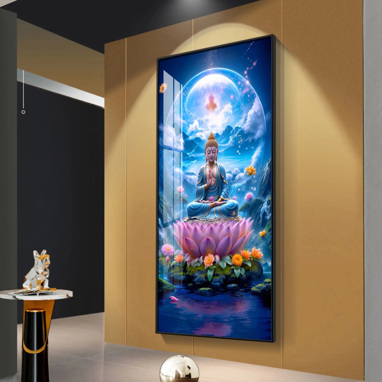The Buddha's Lotus Premium Acrylic Vertical Wall Art