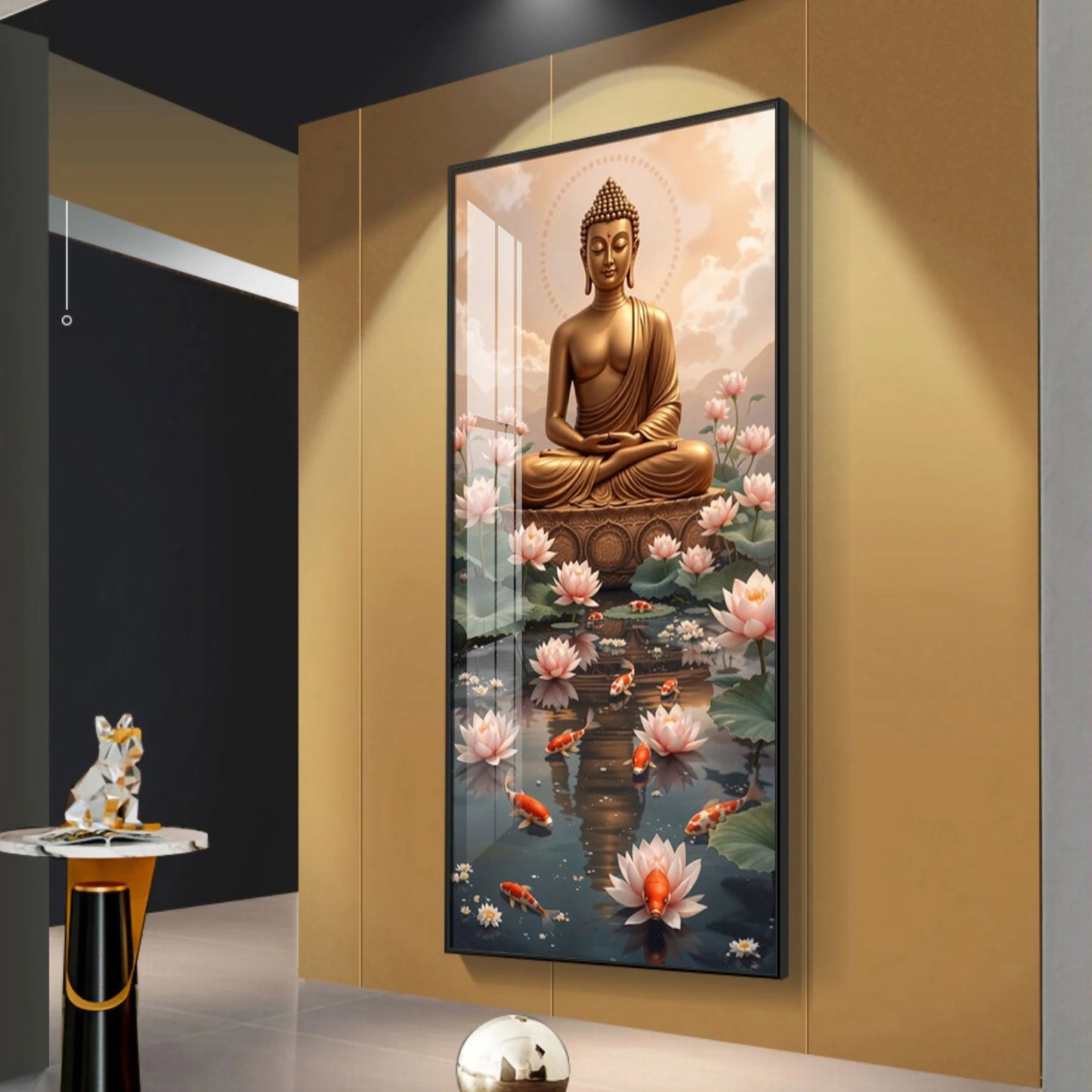 Buddha With Lotus Harmony Premium Acrylic Vertical Wall Art