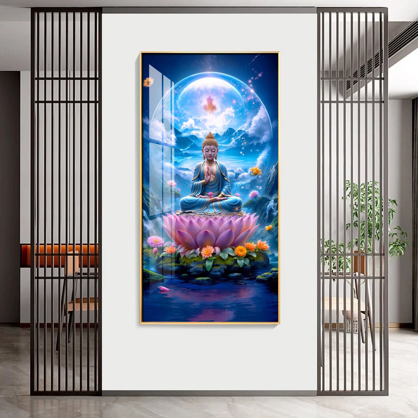The Buddha's Lotus Premium Acrylic Vertical Wall Art