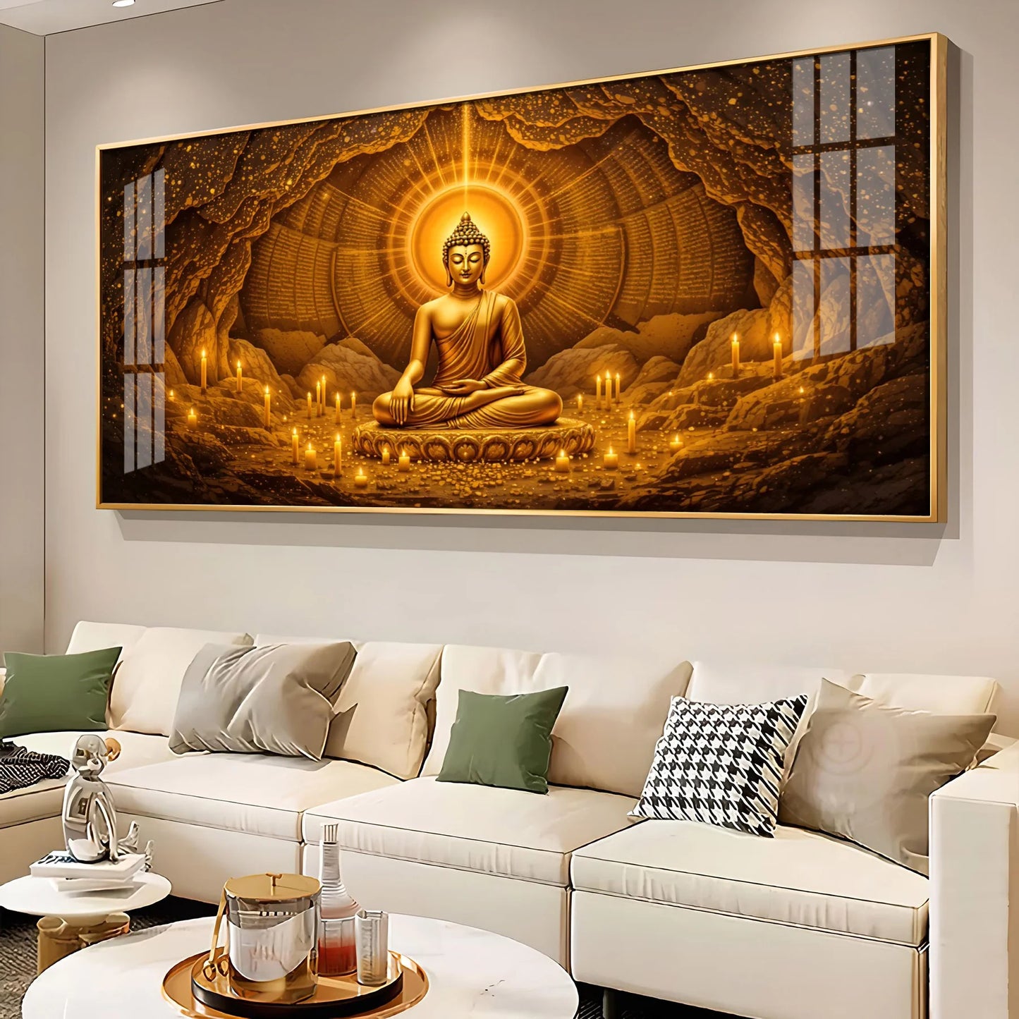 Buddha's Meditation In Candle Premium Acrylic Horizontal Wall Art