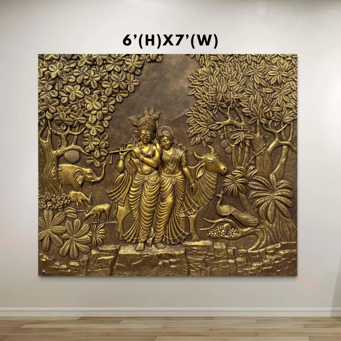Radha Krishna 3D Elevation Sculpture Relief Mural Wall Art | Multiple Size Available