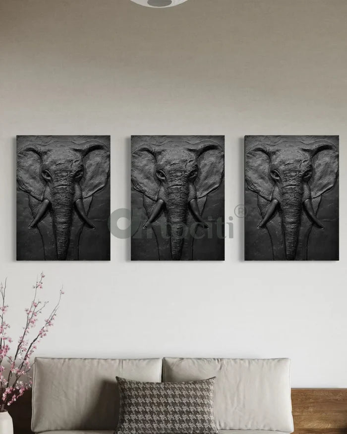 2X1.5 Feet Elephant Face 3D Relief Mural Wall Art | Abstract Nature wall art