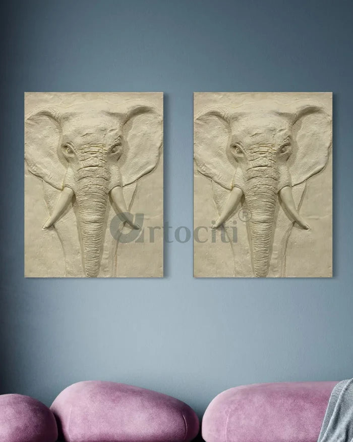 2X1.5 Feet Elephant Face 3D Relief Mural Wall Art | Abstract Nature wall art