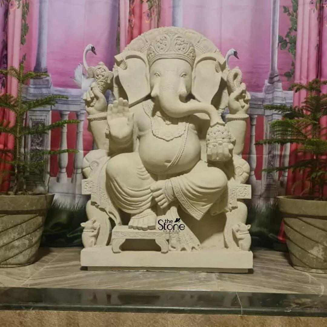 White Ganesh Murti 3′