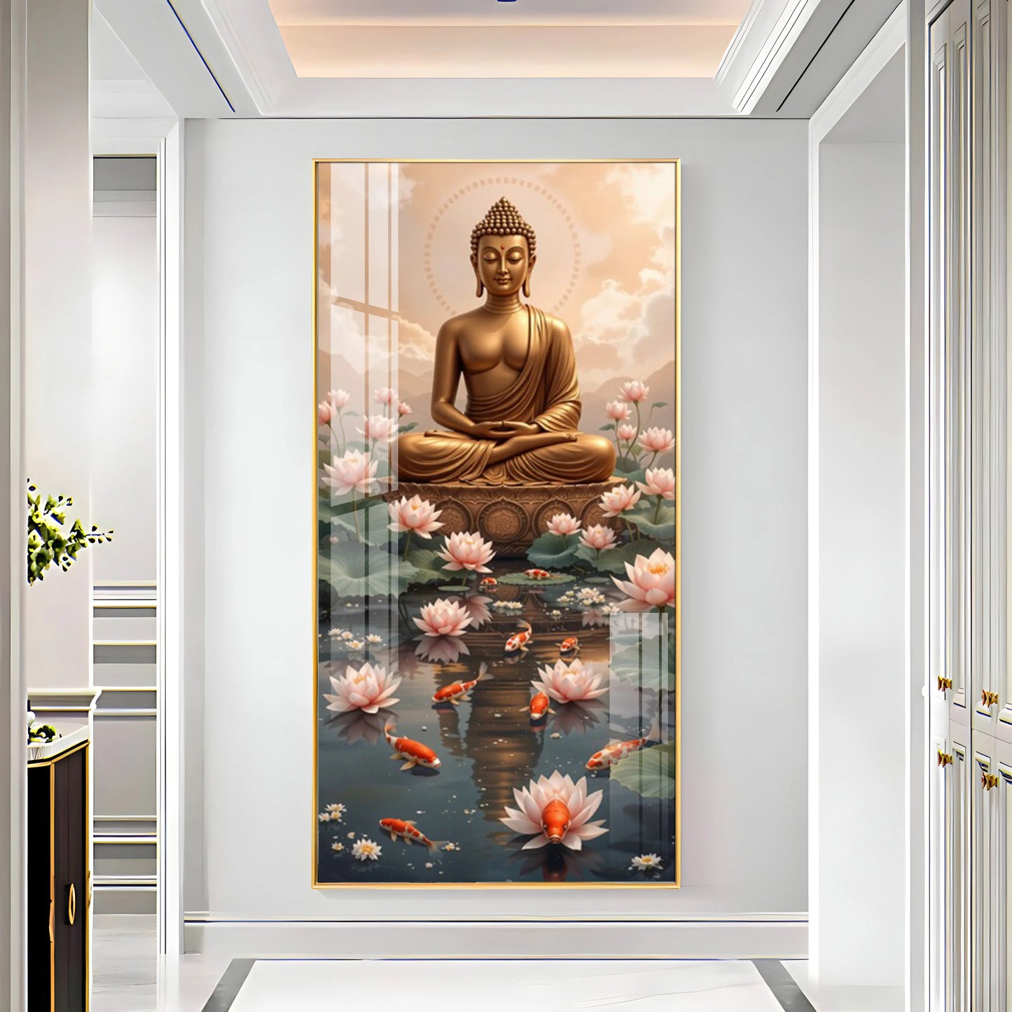 Buddha With Lotus Harmony Premium Acrylic Vertical Wall Art