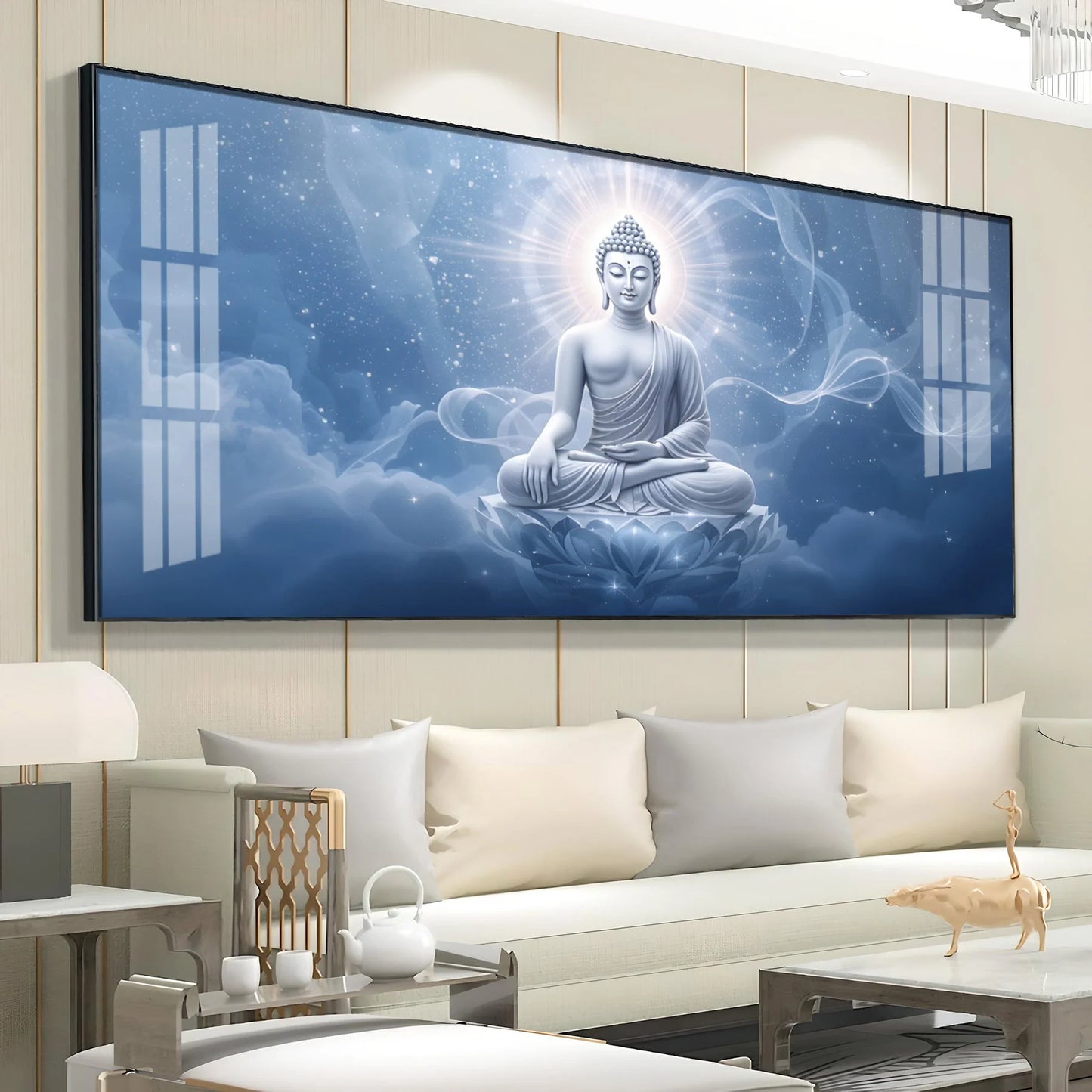 Cloudbound Calm Of Buddha Premium Acrylic Horizontal Wall Art