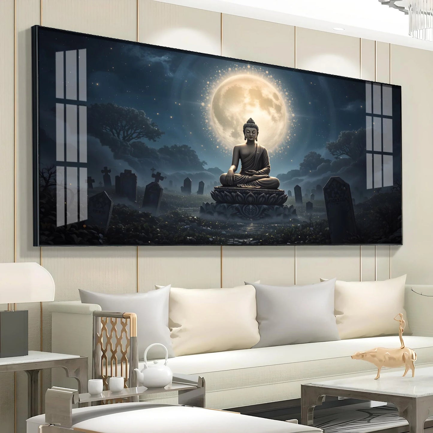 Calm Reflections Of Buddha Premium Acrylic Horizontal Wall Art