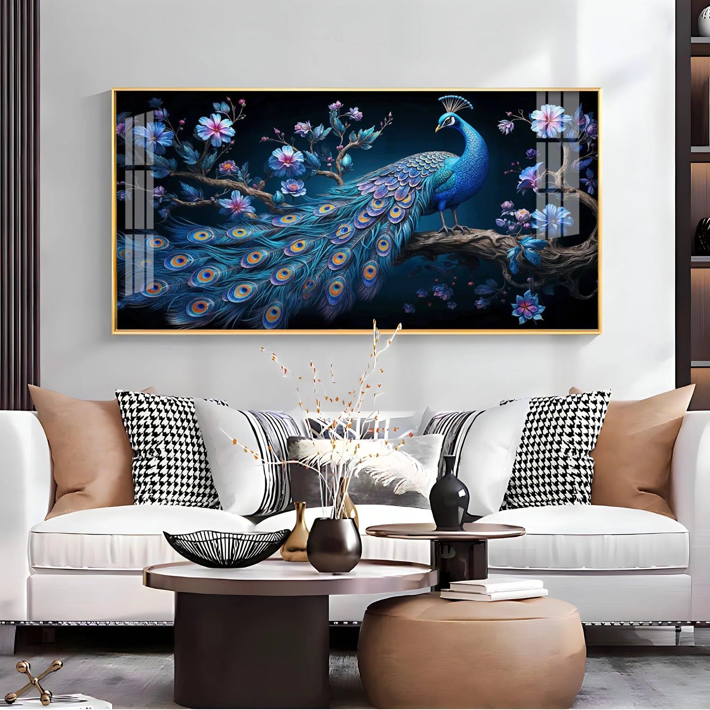 Surreal Peacock Scenery Premium Acrylic Horizontal Wall Art