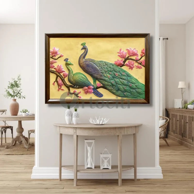 Large Size Peacock Mural 4.5x3 Feet