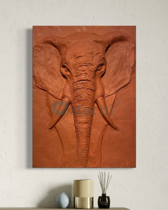 2X1.5 Feet Elephant Face 3D Relief Mural Wall Art | Abstract Nature wall art