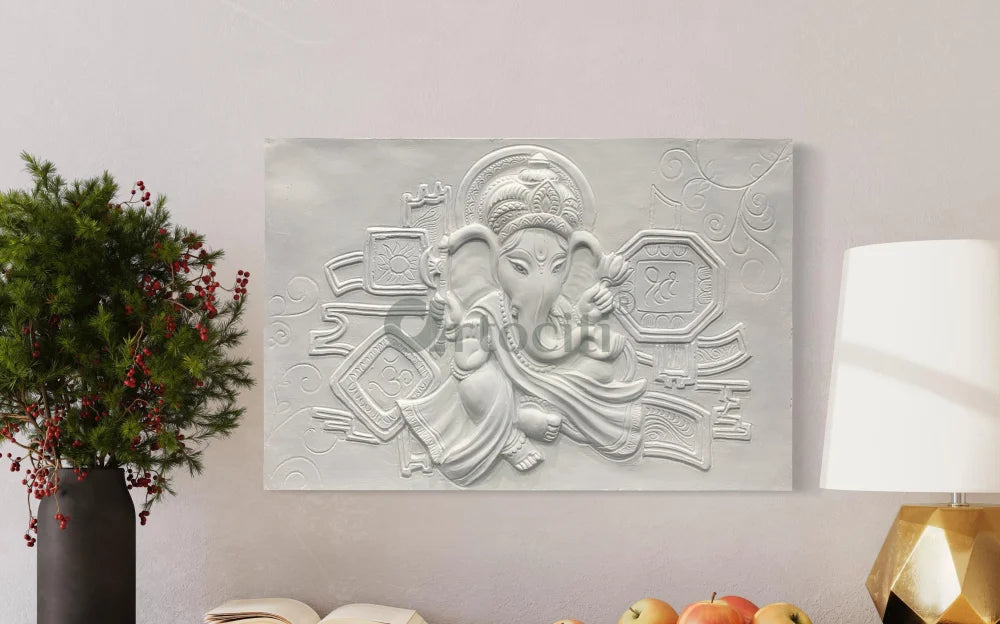 Divine Ganesha 3D Relief Mural