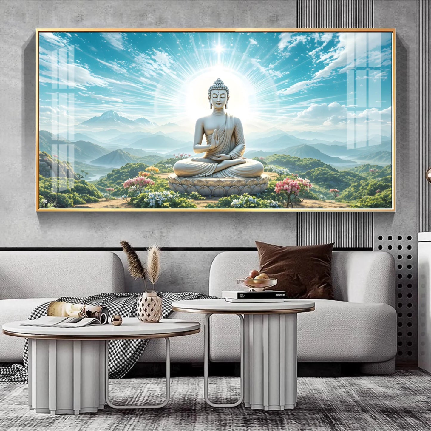Serene Sunlit Buddha Premium Acrylic Horizontal Wall Art
