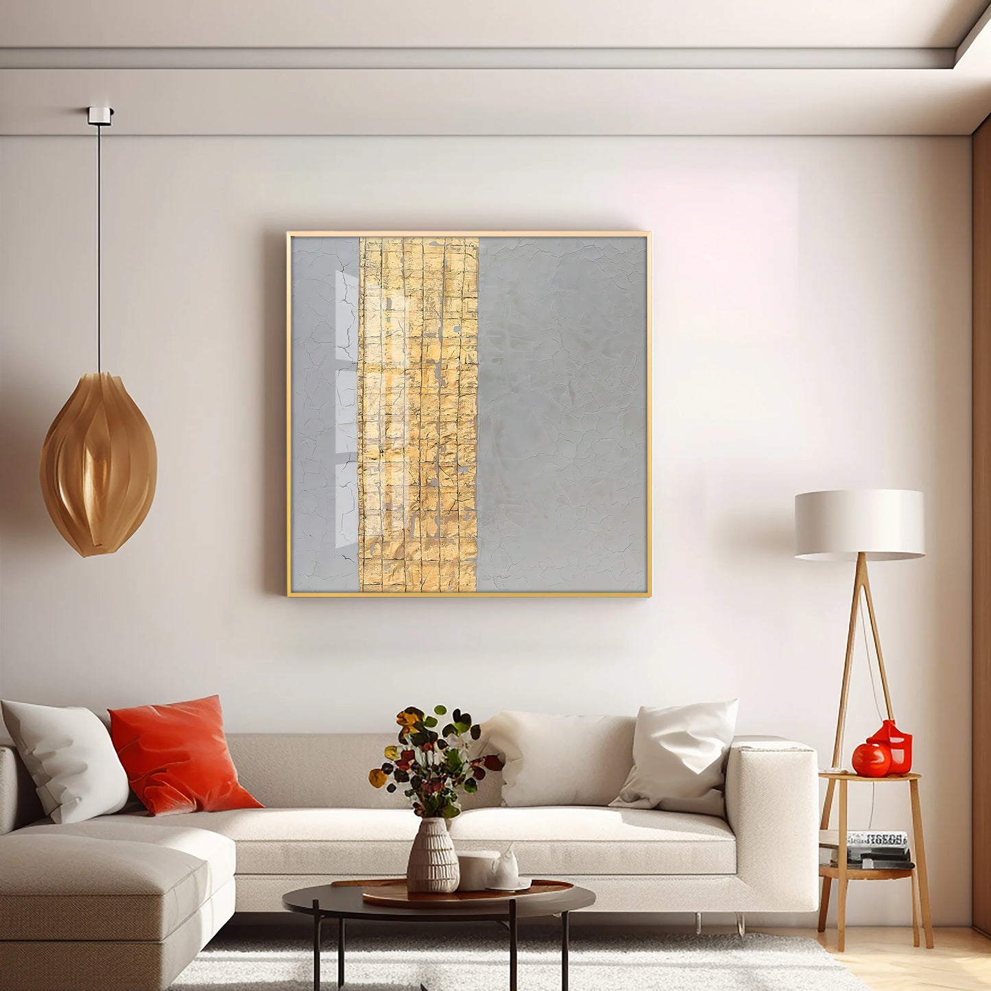 The Golden Stripe Premium Acrylic Square Wall Art