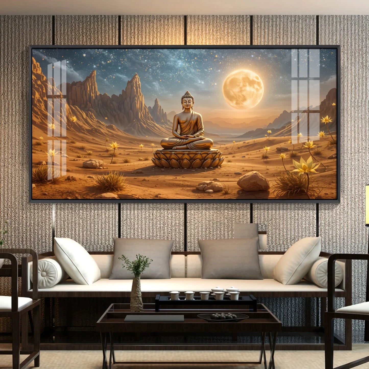 Buddha's Desert Harmony Premium Acrylic Horizontal Wall Art