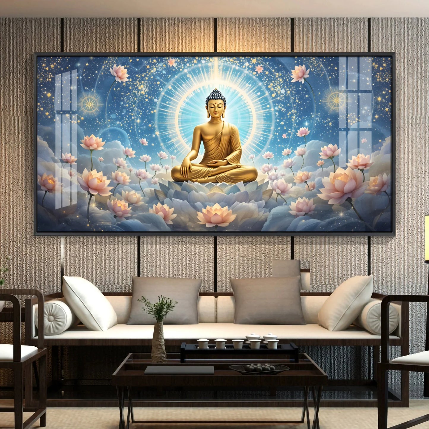 Tranquil Cloud Buddha Premium Acrylic Horizontal Wall Art