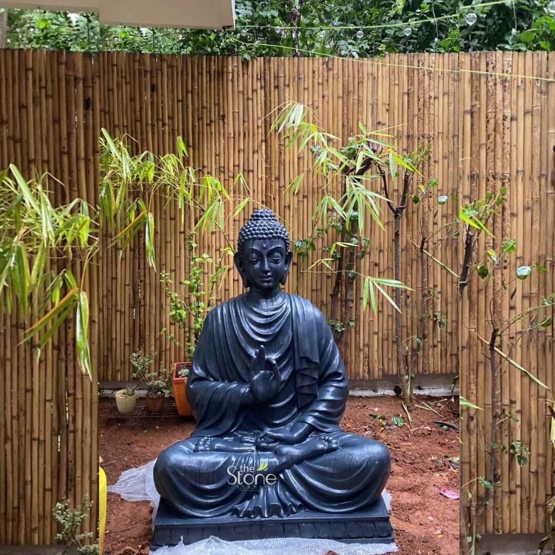 Fibre Black Buddha Statue 5ft