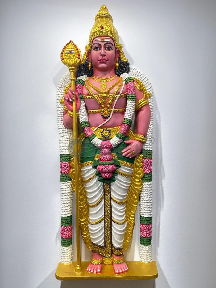 5X2 Feet Lord Murugan (Kartikeya) 3D Relief Mural Wall Art | Ready-to-Hang