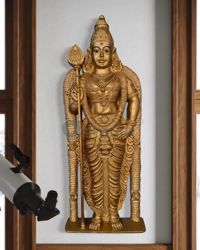 5X2 Feet Lord Murugan (Kartikeya) 3D Relief Mural Wall Art | Ready-to-Hang