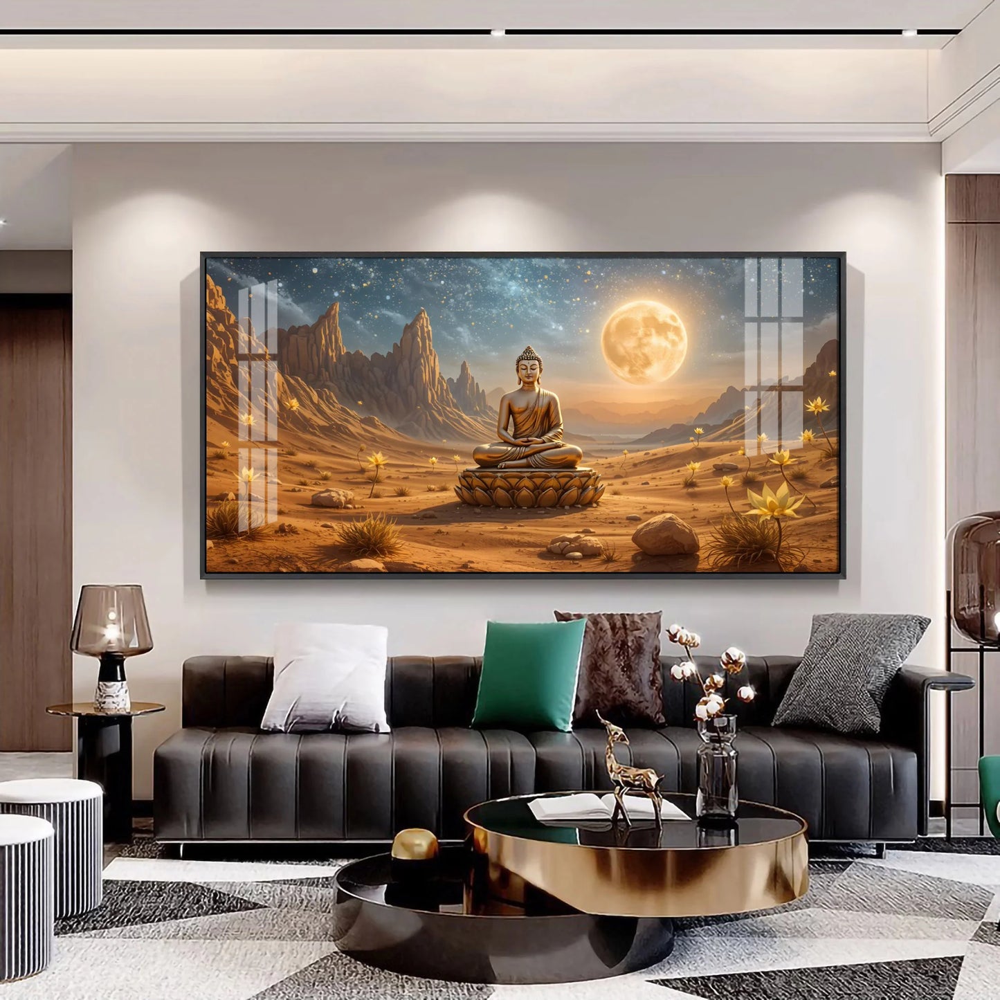 Buddha's Desert Harmony Premium Acrylic Horizontal Wall Art