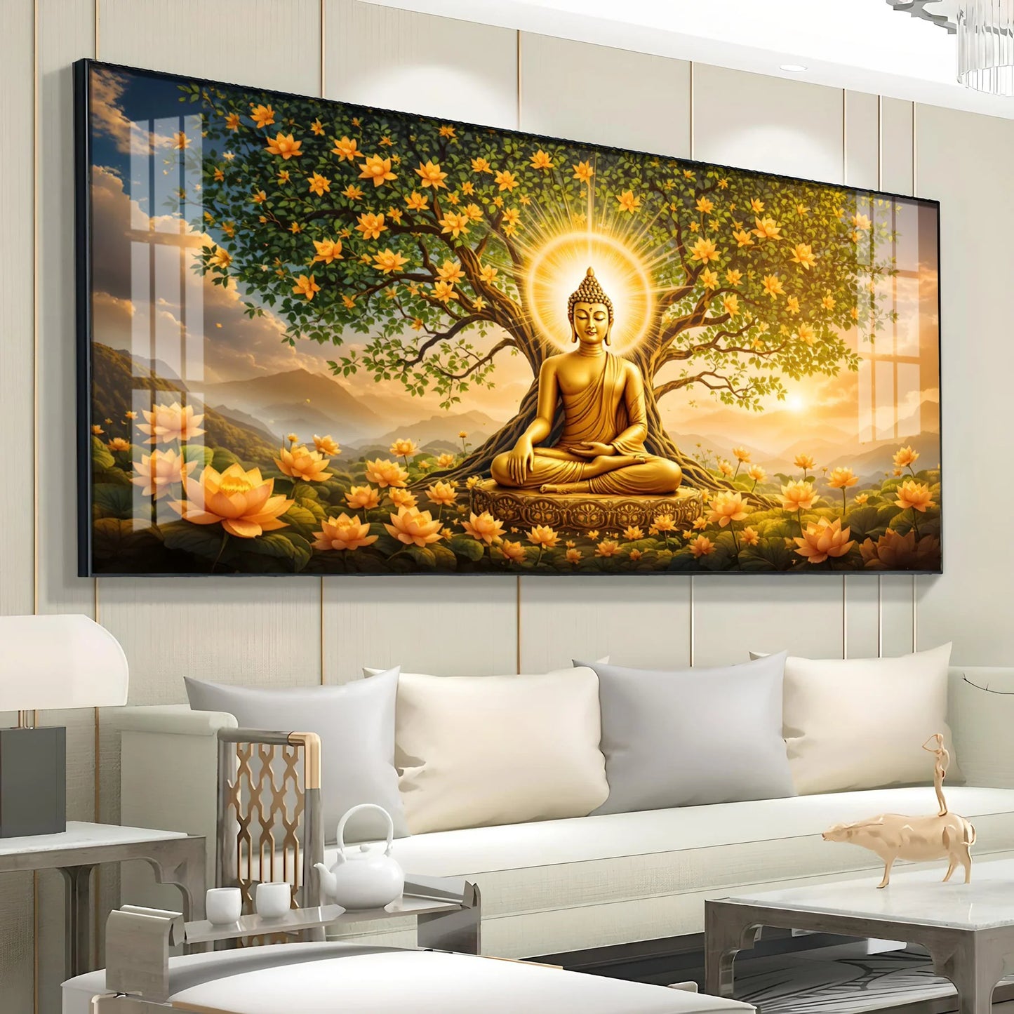 Buddha Meditating In Dayspring Premium Acrylic Horizontal Wall Art