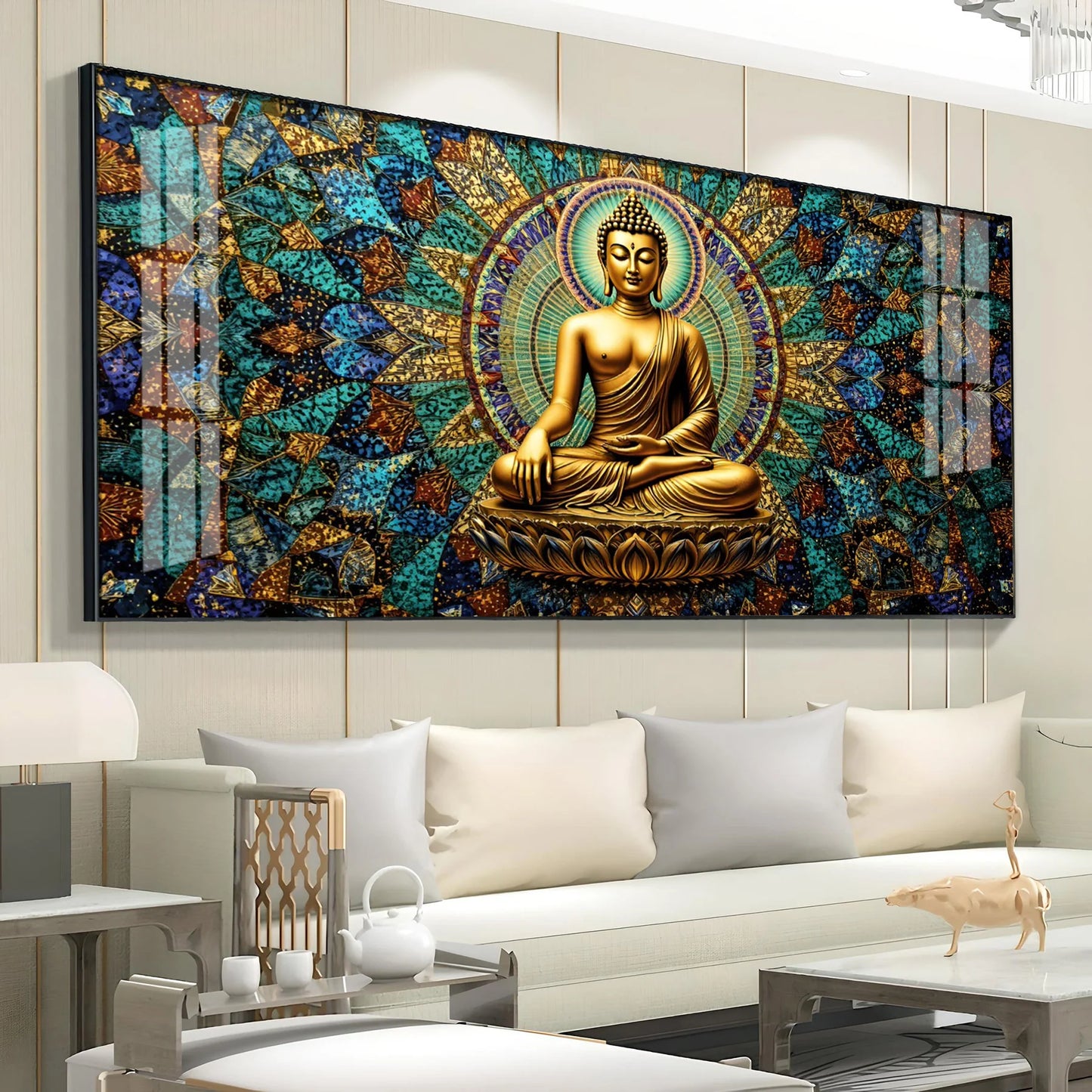 Buddha's Warm Embrace Premium Acrylic Horizontal Wall Art