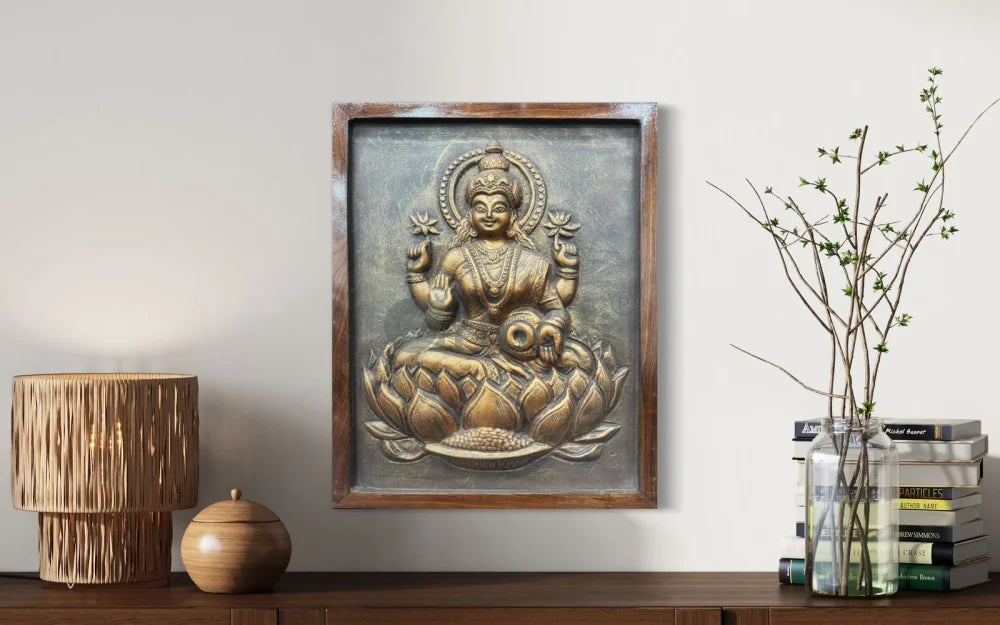 20X15 Inches Goddess Laxmi 3D Wall Hanging Relief Mural