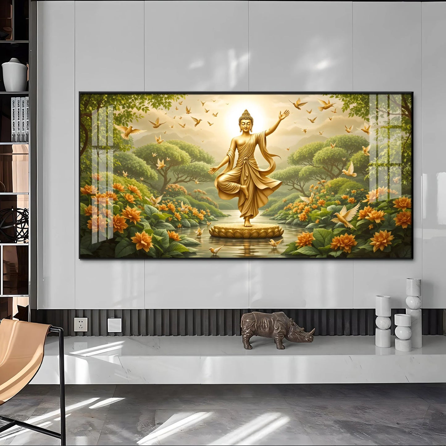 Buddha In Standing Premium Acrylic Horizontal Wall Art