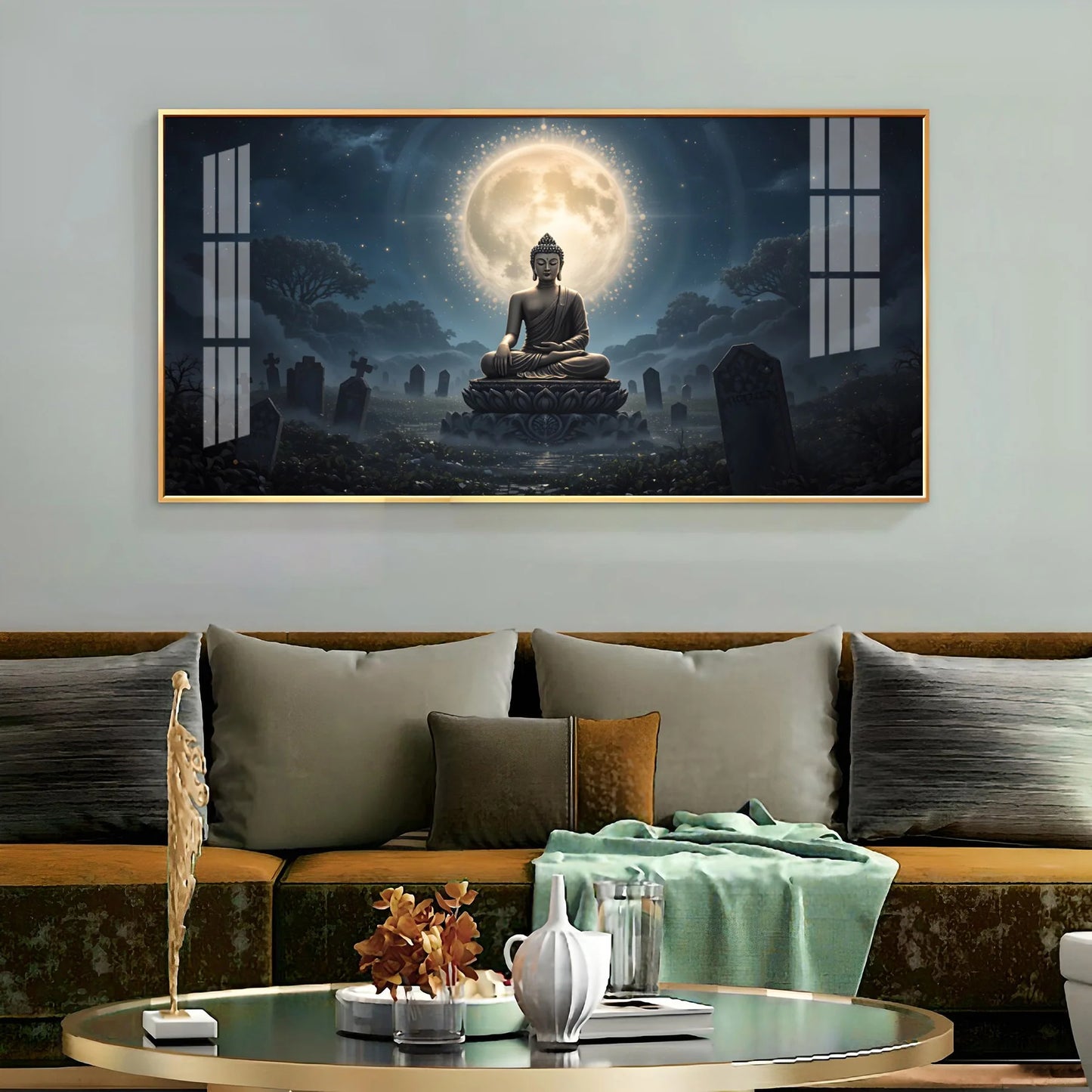Calm Reflections Of Buddha Premium Acrylic Horizontal Wall Art