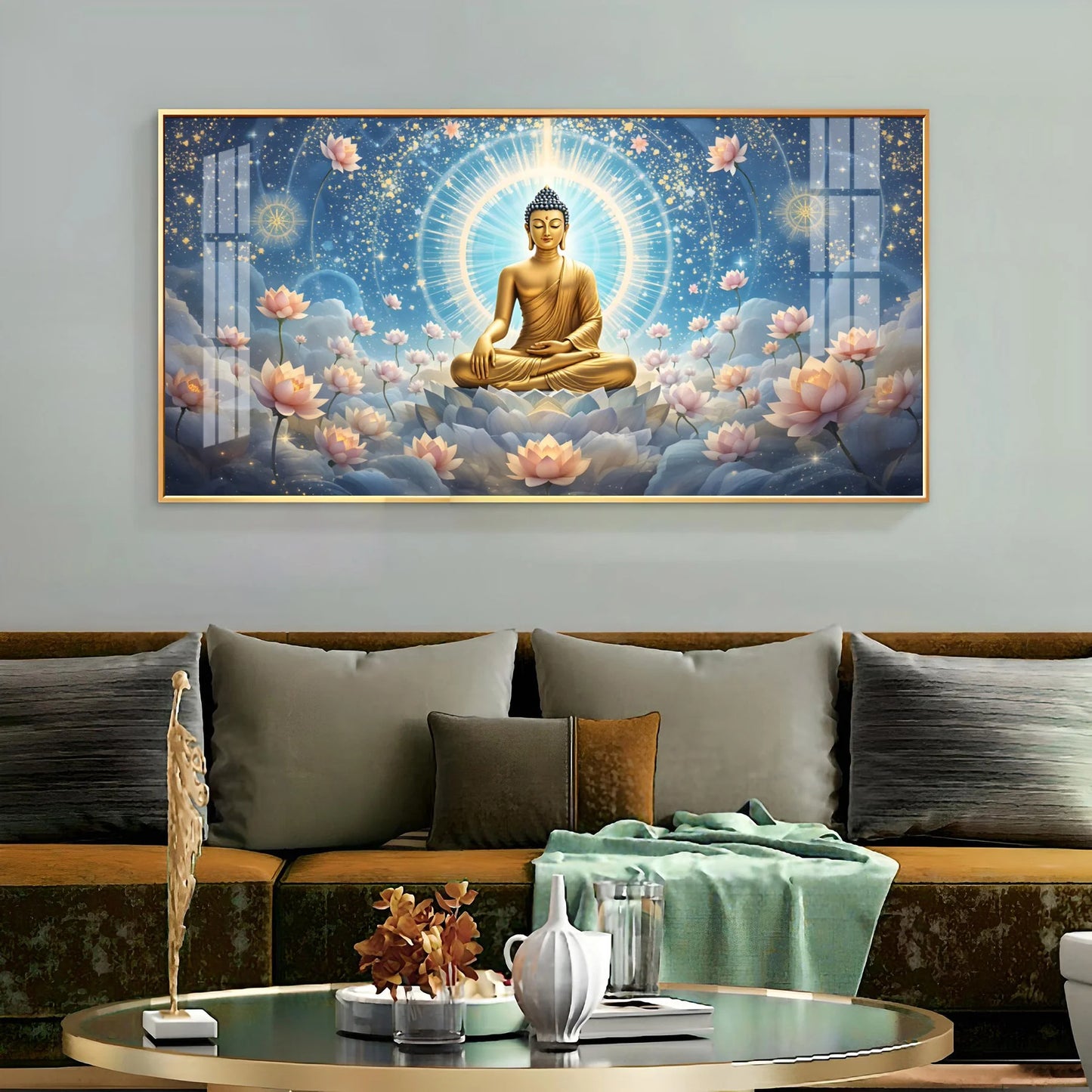 Tranquil Cloud Buddha Premium Acrylic Horizontal Wall Art