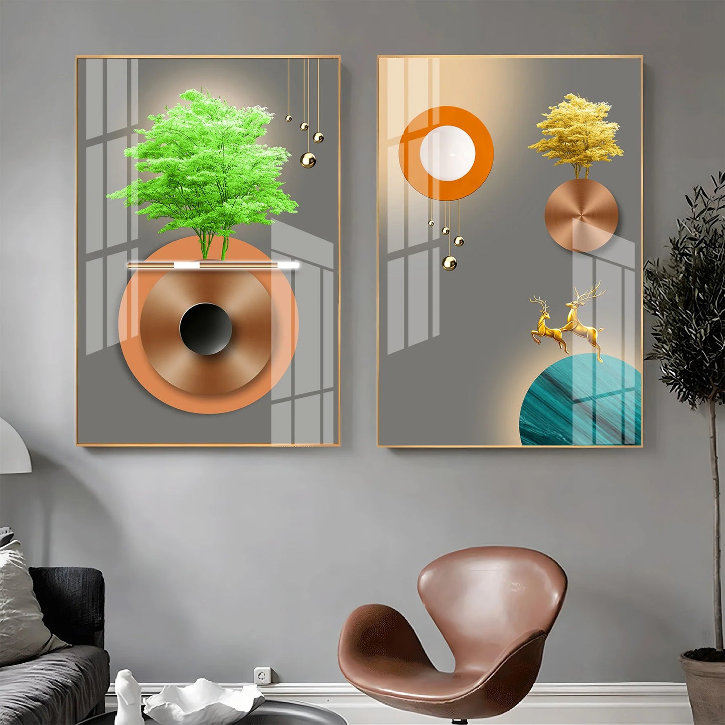 Nature Grace Premium Acrylic Vertical Wall Art (Set Of 2)