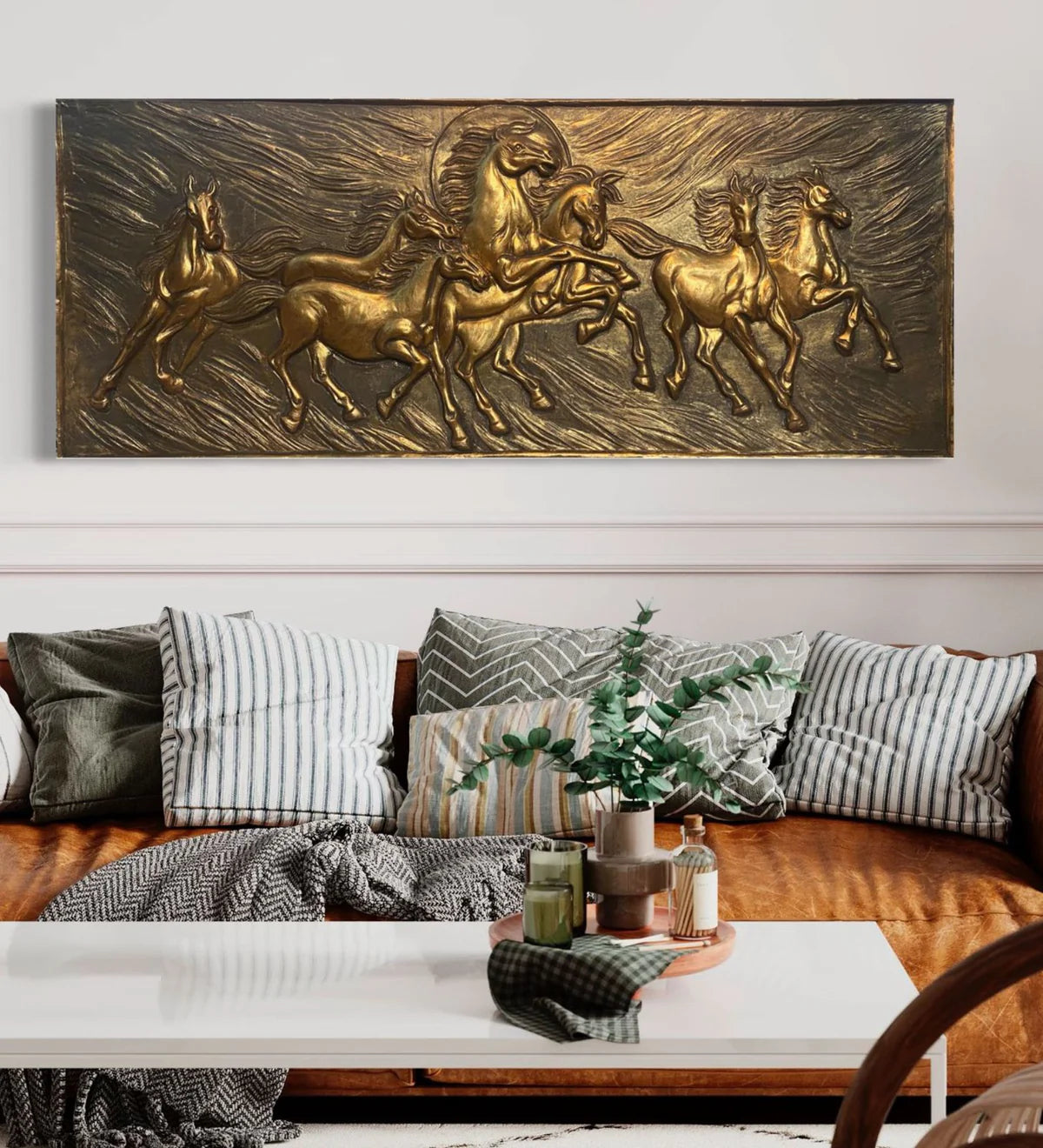 Vastu Inspired 7 Horse 3D Relief Mural Wall Art