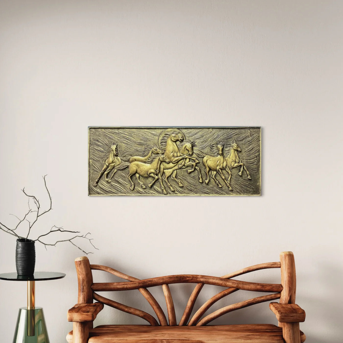 Vastu Inspired 7 Horse 3D Relief Mural Wall Art