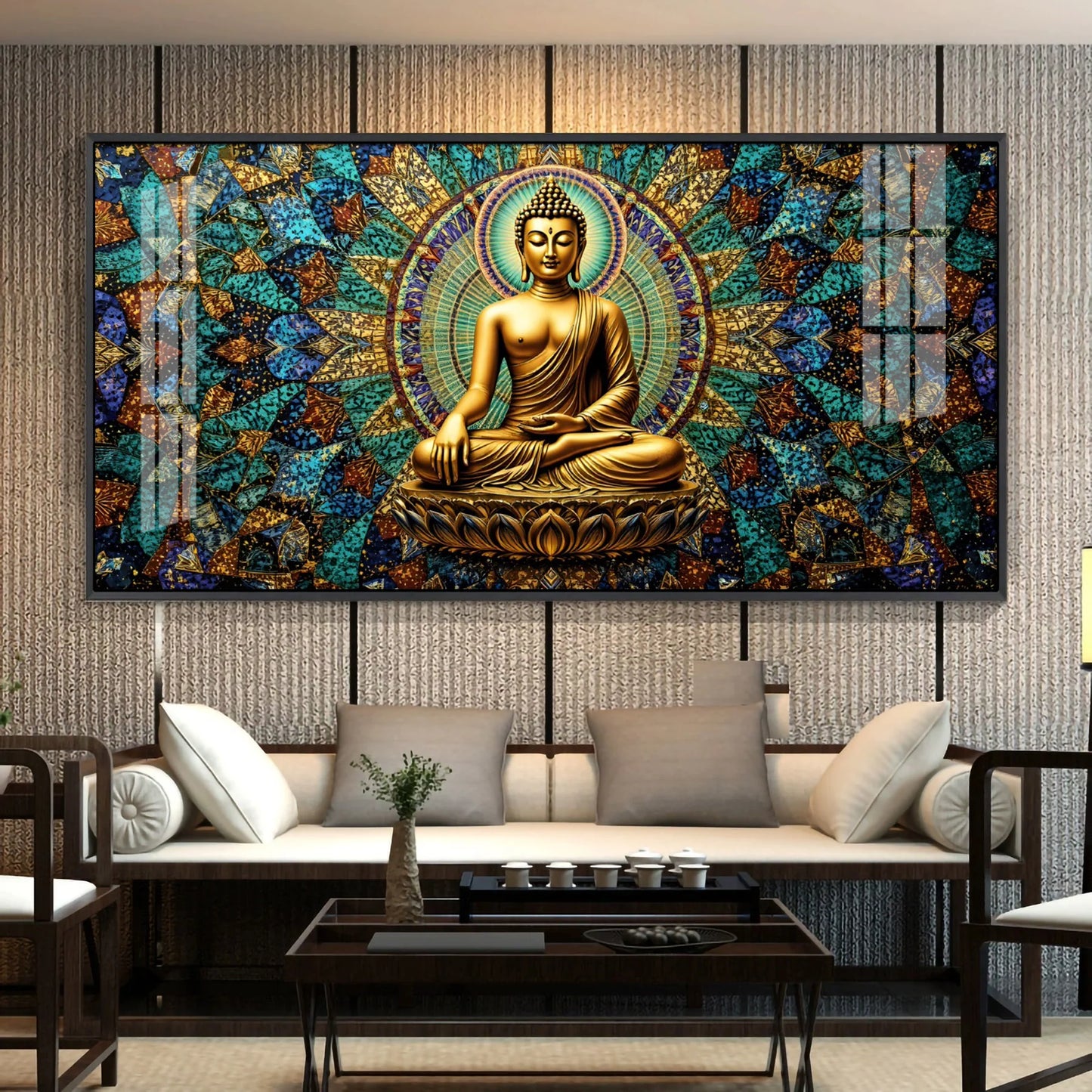 Buddha's Warm Embrace Premium Acrylic Horizontal Wall Art