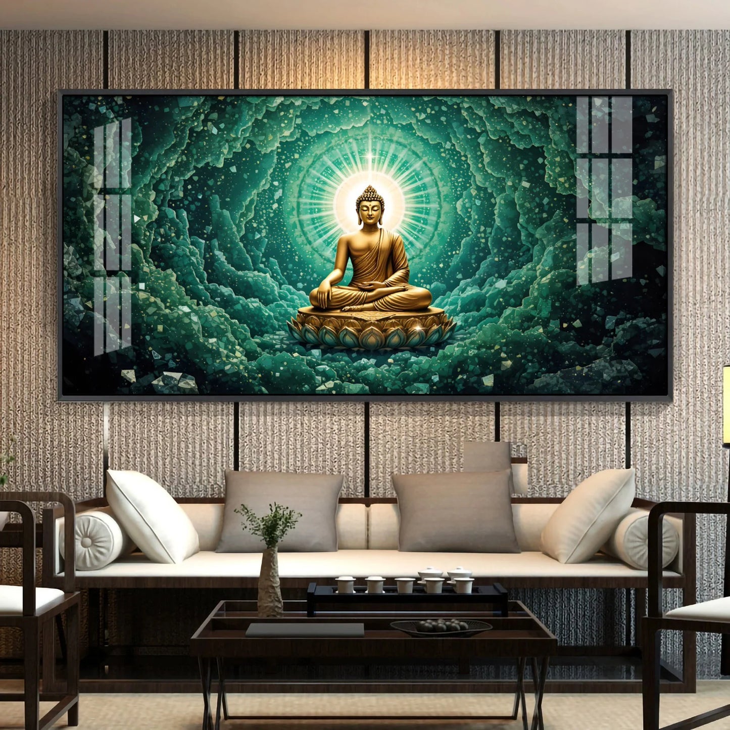 Tranquil Cloud Buddha Premium Acrylic Horizontal Wall Art