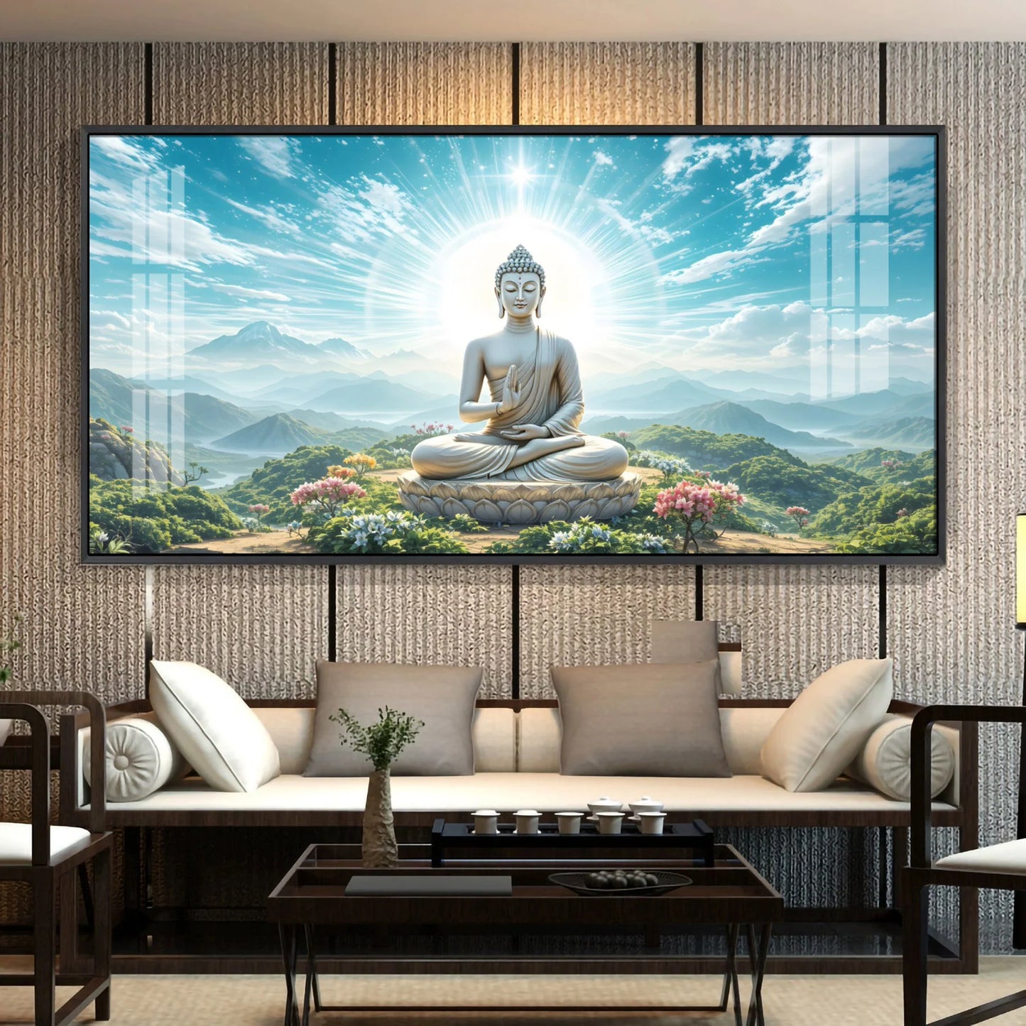 Serene Sunlit Buddha Premium Acrylic Horizontal Wall Art