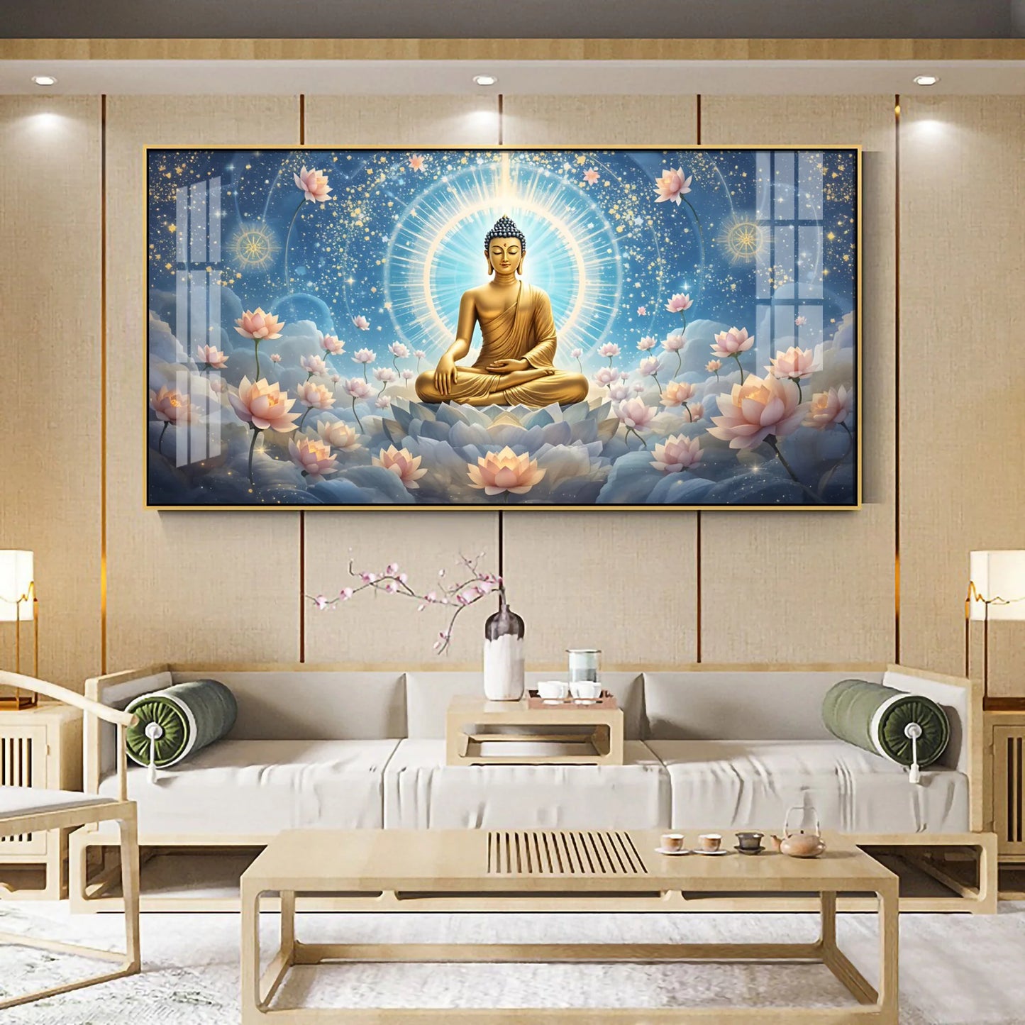 Tranquil Cloud Buddha Premium Acrylic Horizontal Wall Art