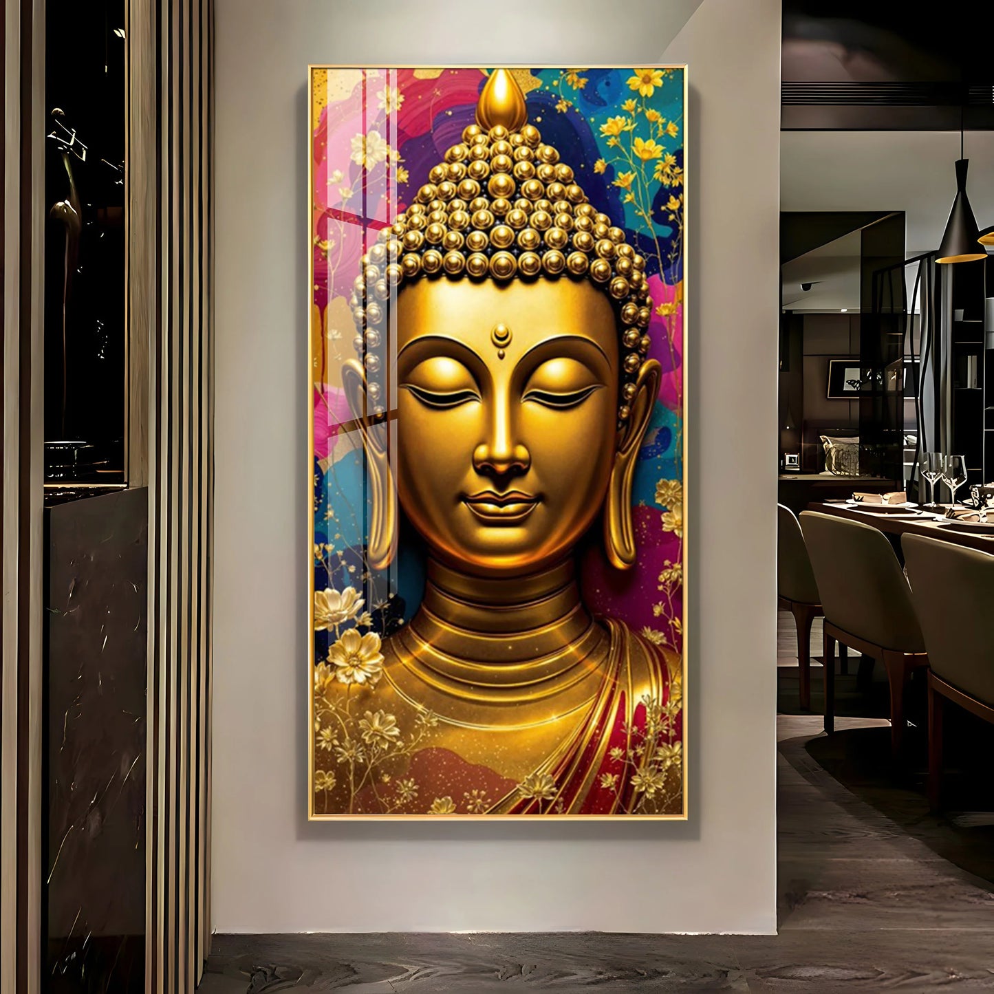 Golden Buddha Portrait Premium Acrylic Vertical Wall Art