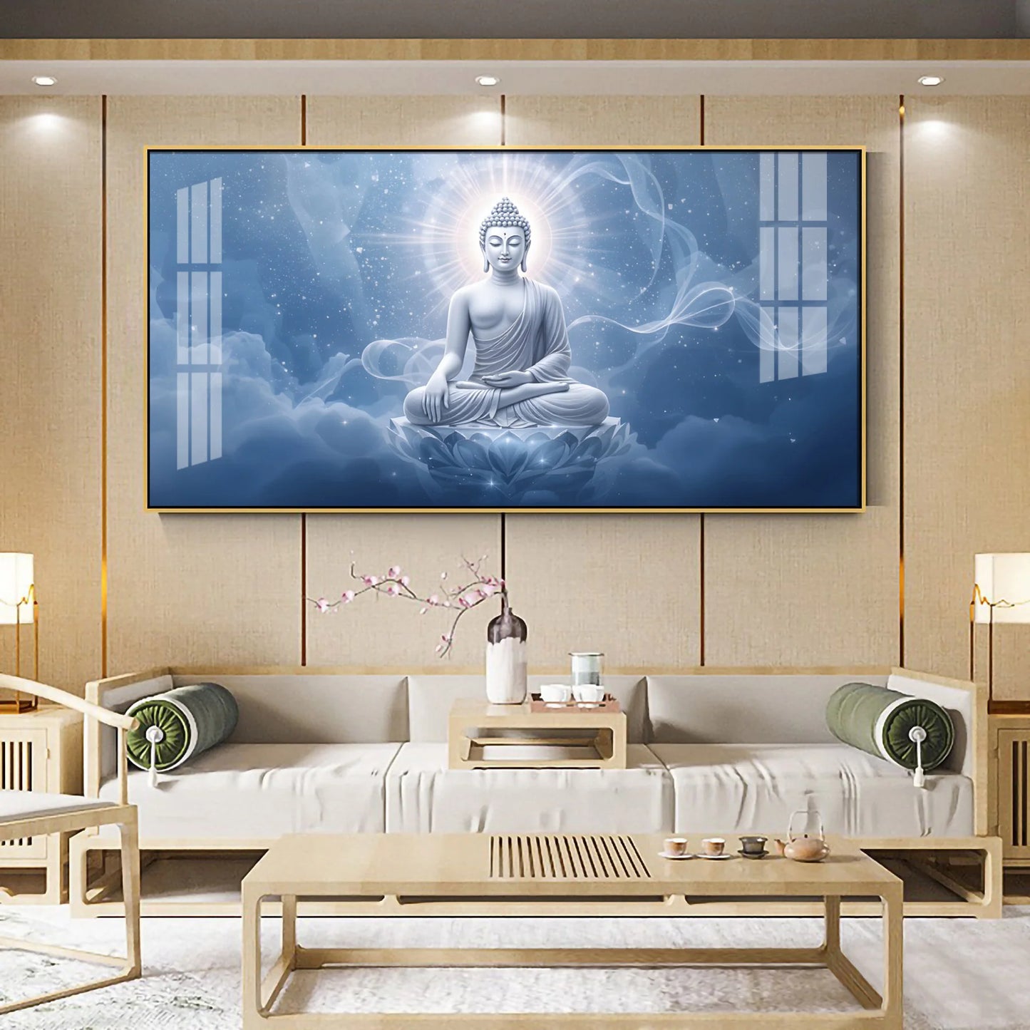Cloudbound Calm Of Buddha Premium Acrylic Horizontal Wall Art