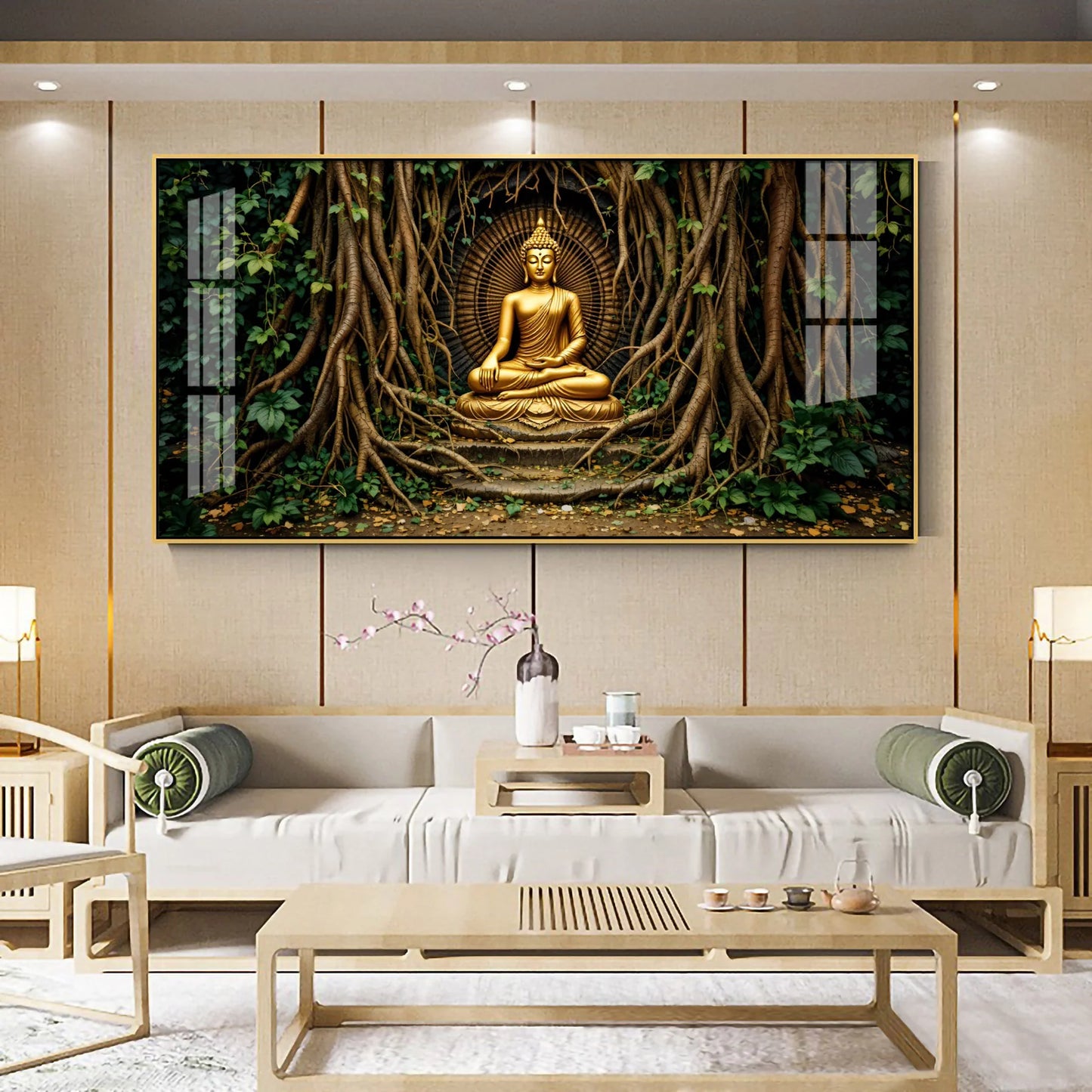 Buddha's Cosmic Refuge Premium Acrylic Horizontal Wall Art