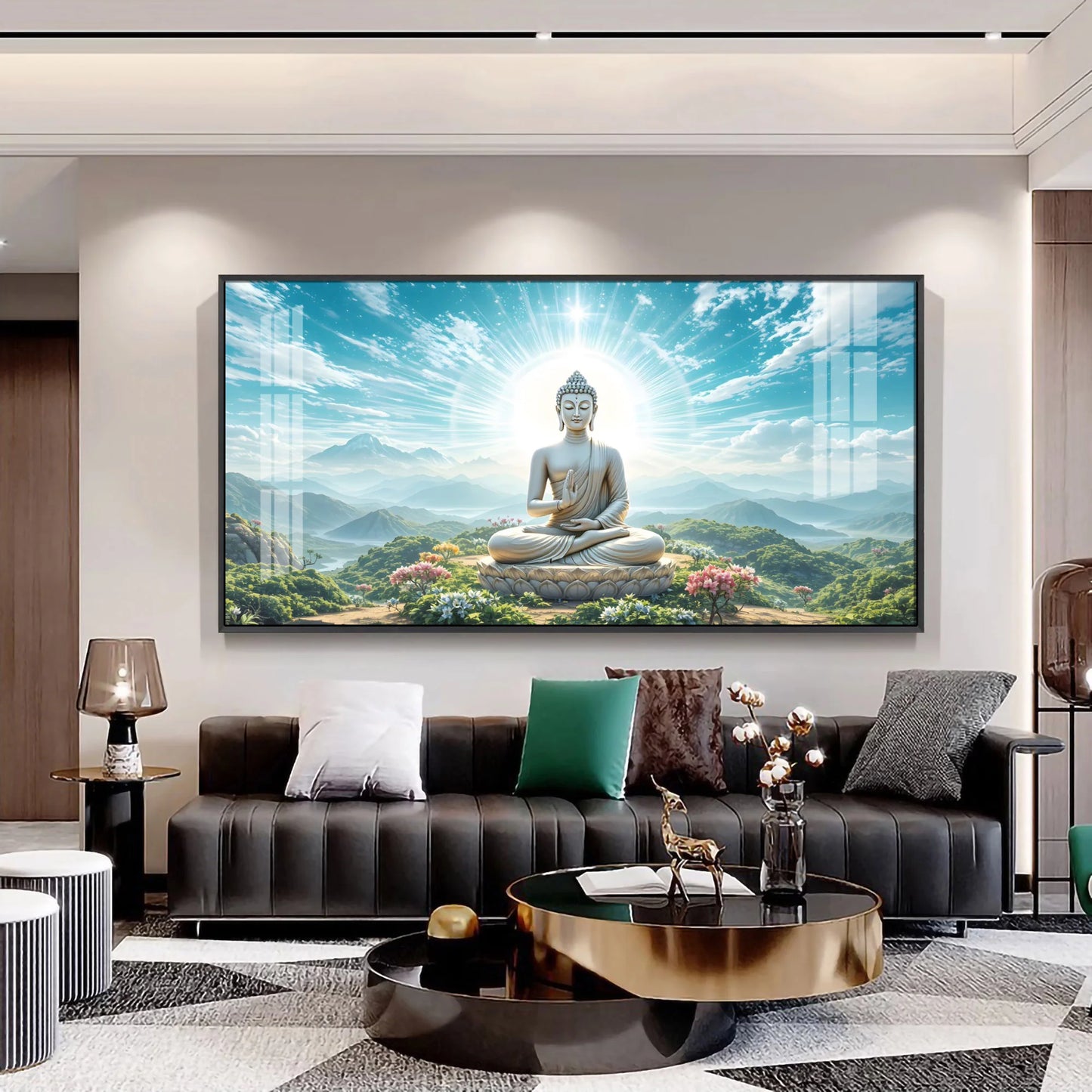 Serene Sunlit Buddha Premium Acrylic Horizontal Wall Art
