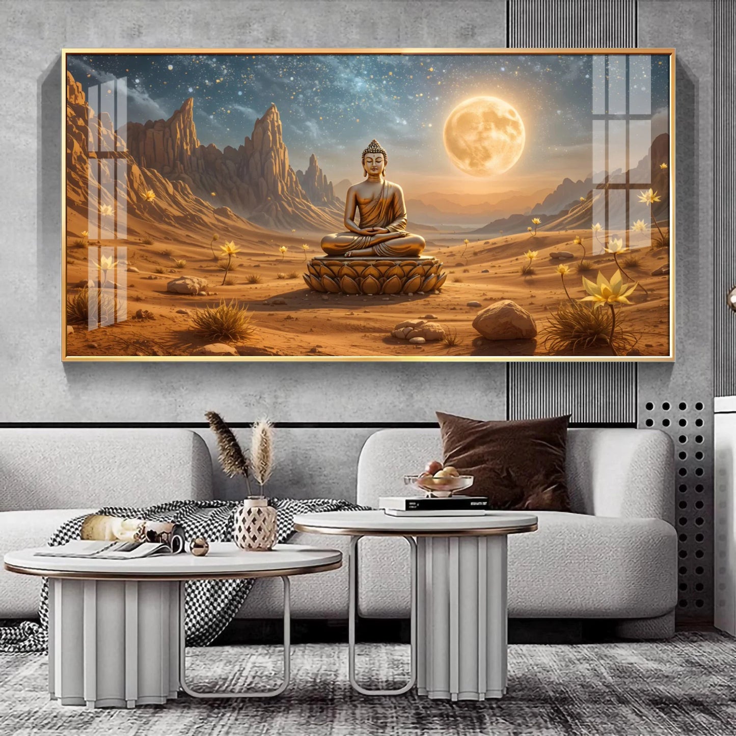 Buddha's Desert Harmony Premium Acrylic Horizontal Wall Art