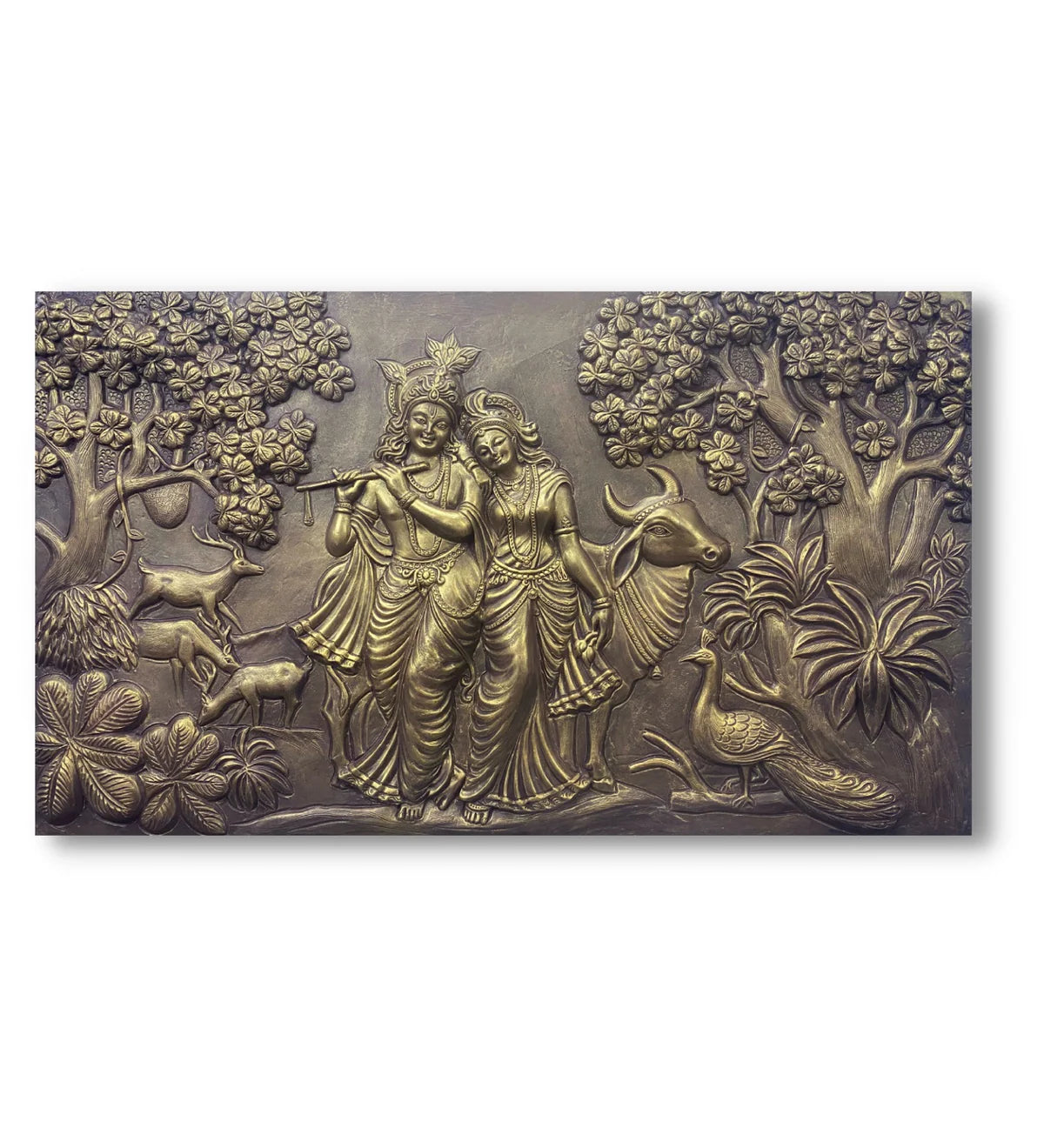 5x3 Feet Radha Krishna 3D Elevation Sculpture Relief Mural Wall Art