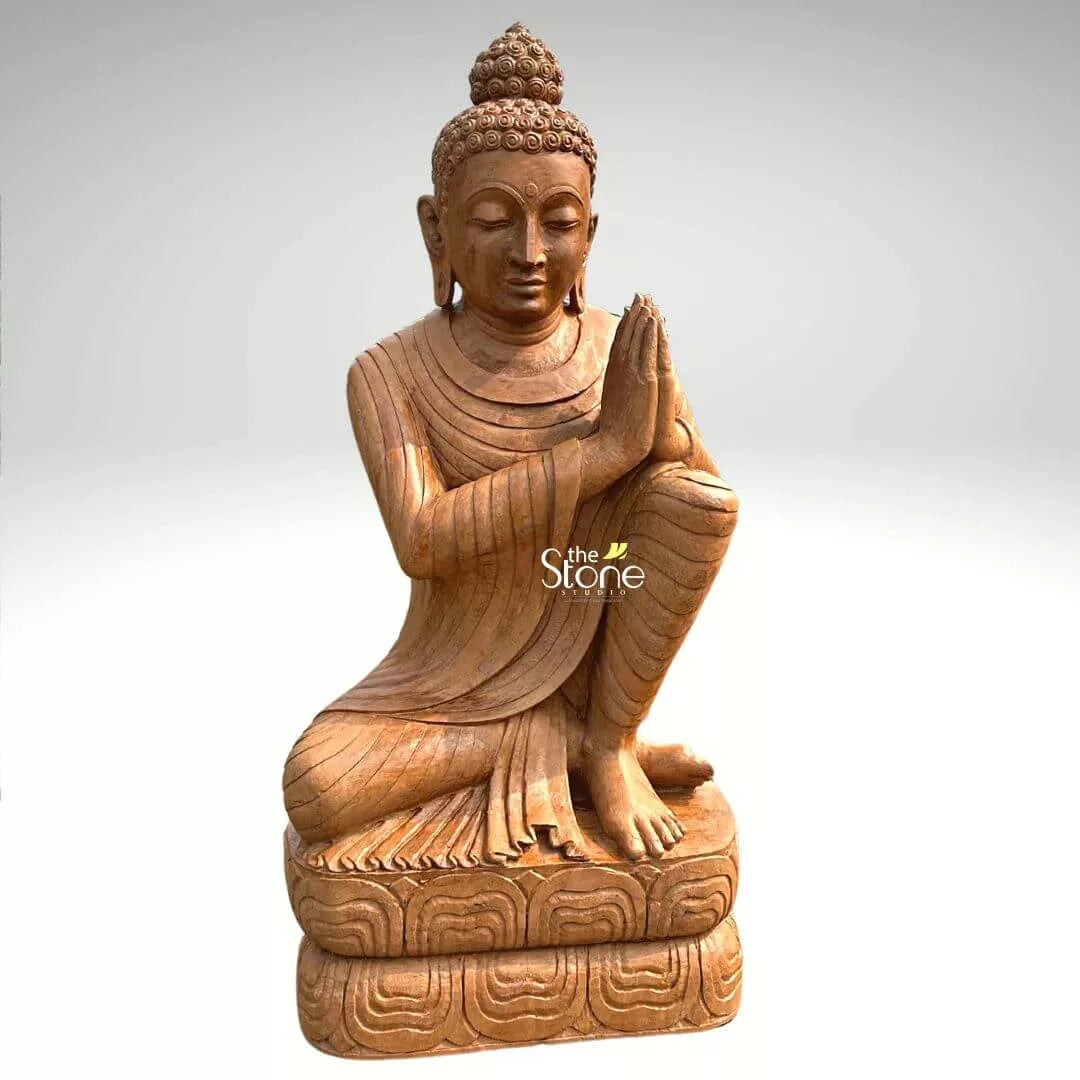 Stone Anjali Mudra Namaste Buddha Statue 6ft