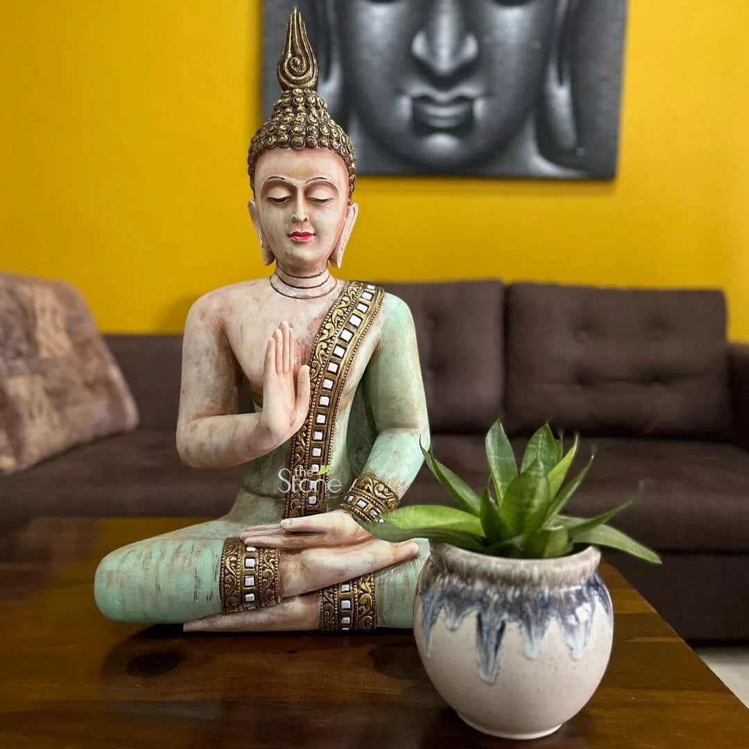 Wood Buddha Statue For Home Decor 2ft