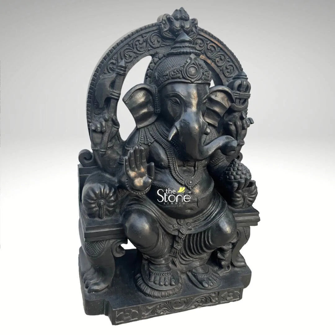 Lord Ganesha Black Stone Statue 2ft