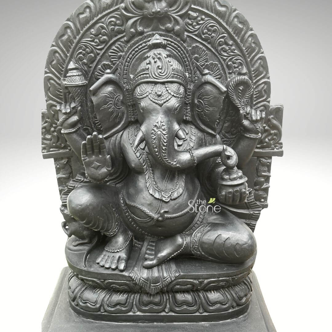 Black Stone Ganesha Murti 30″