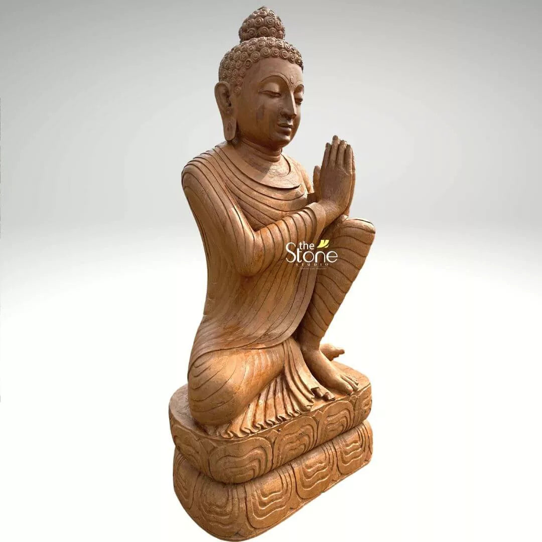 Stone Anjali Mudra Namaste Buddha Statue 6ft