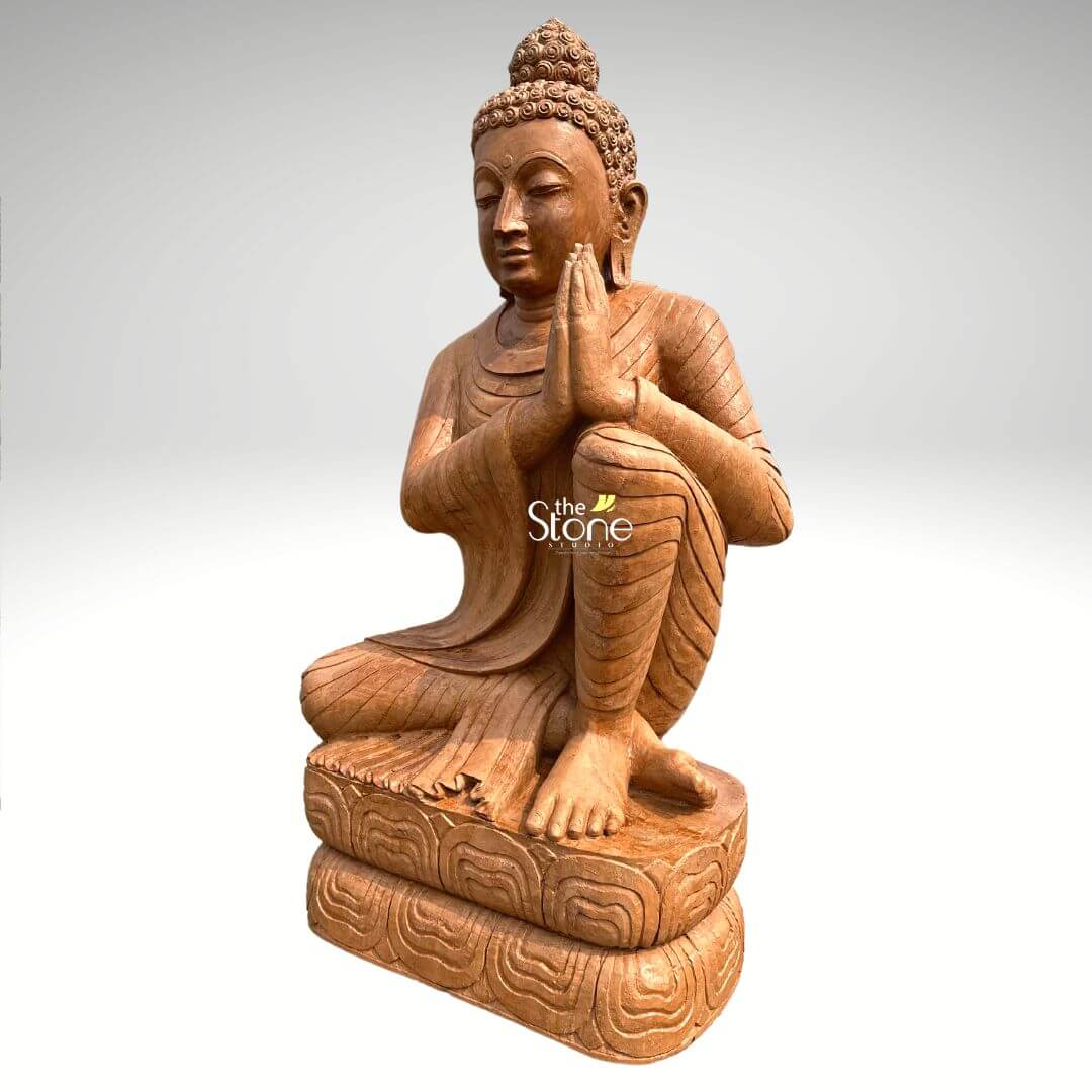 Stone Anjali Mudra Namaste Buddha Statue 6ft