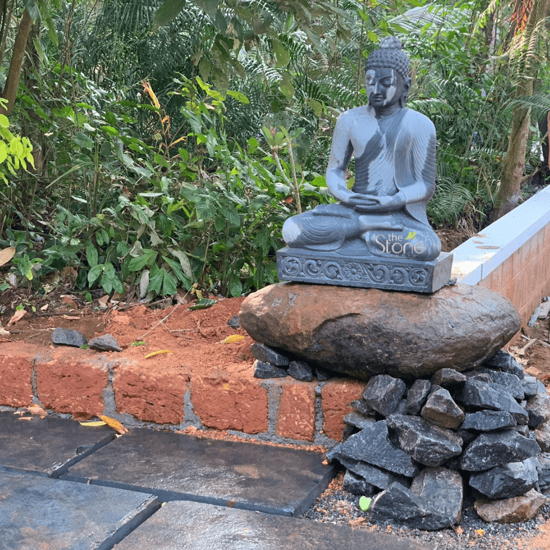 Black Stone Buddha Statue in Sitting Position 3ft